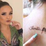 Larissa Manoela tem a palavra “família” tatuada, junto com três passarinhos que representam ela e seus pais. (Fonte: Instagram)