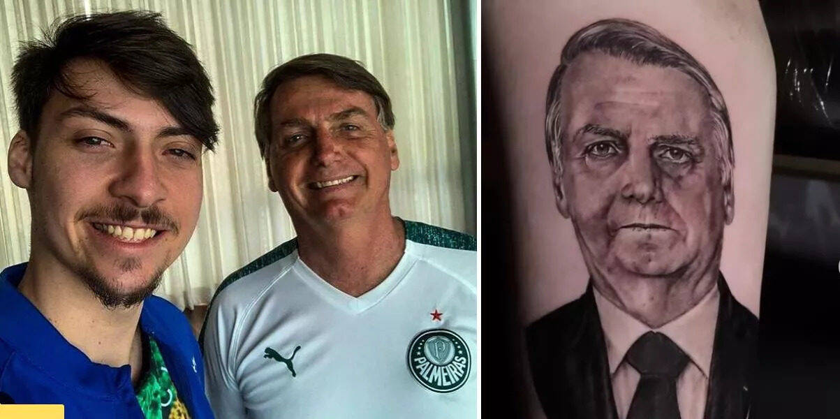 Jair Renan, filho 04 do do Presidente Jair Bolsonaro, tatua rosto do pai: ''Orgulho'' - Jetss