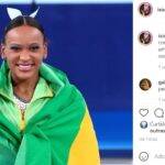 Já a atriz Isis Valverde vibrou com o ouro de Rebeca na ginástica feminina: Notícia linda !!! Acordei com @rebecarandrade segurando uma medalha dourada! Ouro Brasil, ouro Rebeca !!!!, escreveu a artista em seu Instagram. (Foto: Instagram)
