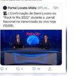 Internautas estão acusando o Jornal Nacional (Globo) de transfobia após anunciar Demi Lovato como presença confirmada para o próximo Rock In Rio, em 2022. (Foto: Twitter)