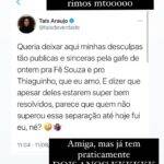 No Instagram, Fernanda Souza quebrou o silêncio e decidiu falar sobre o assunto... E se você está esperando um climão, se deu mal. Pois Fê, por sua vez, disse que o relacionamento terminou a dois anos, mas que ela e o ex-marido riram muito do momento. (Foto: Instagram)