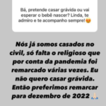 A filha de Monique Evans revelou desta vez que só pretende se casar no religioso em dezembro de 2022 (Foto: Instagram)