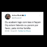 O ex-BBB Arthur Picoli pediu para que as pessoas parassem de fazer ameaças. (Foto: Instagram)