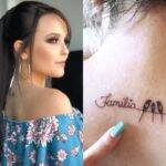 Larissa Manoela tatuou a palavra família e o desenho de três pássaros nas costas. (Foto: Instagram)