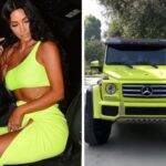 Quem também possui o mesmo modelo de carro do sertanejo é Kim Kardashian. A empresária ganhou o presente milionário do marido, Kanye West, só que o seu Mercedes G63 veio personalizado na cor verde limão. (Foto: Instagram)