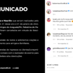 O comunicado oficial agradece a compreensão dos fãs e esclarece o reembolso dos ingressos. (Foto: Instagram)