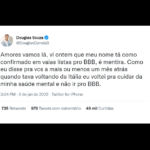 “Vi ontem que meu nome está como confirmado em várias listas para o BBB, é mentira”, declarou Douglas. (Foto: Instagram)