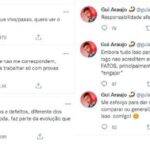 Os tweets de Araújo deram a entender que foram uma resposta rebatendo a fala da ex-affair Duda Reis sobre ter "mão podre" para escolher homens. (Fotos: Twitter)