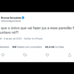 “Acho que o único que vai fazer jus a esse paredão falso é o Gustavo, né?”, declarou a ex-sister no Twitter. (Foto: Twitter)