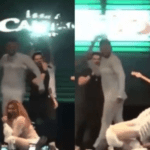 É que enquanto demonstrava toda sua alegria de finalmente retomar a sua agenda de shows, a artista cantava e dançava como nunca quando, de repente, escorregou e caiu de pernas pro ar no palco! (Fotos: Reprodução/Montagem)