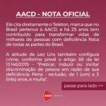 Posicionamento da AACD com relação ao vídeo de Leo Lins. (Foto: Twitter)