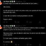 "Pense bem: pare de discutir sobre isso. Se saírem com ele, dividam a conta e pronto. É o Caio Castro. Sinônimo de beleza, galã, colírio. É o mínimo.", finalizou Leo, acrescentando um emoji de risada. (Foto: Twitter)