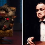 O líder da máfia do universo de "Zootopia" foi inspirado no famoso 'Don Vito Corleone', da franquia "O Poderoso Chefão". Embora 'Corleone' seja um personagem fictício, a aparência e trejeitos que passaram para 'Mr. Big' foram criação do ator Marlon Brando, que interpreta 'Corleone' mais velho no primeiro filme da saga. (Fotos: Divulgação/Montagem)