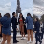 Influencers brasileiras quase são presas após posarem de biquíni na Torre Eiffel. (Foto: Instagram)