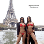 As influencers tentaram tirar fotos de biquíni em frente a Torre Eiffel. (Foto: Instagram)