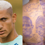 Richarlison faz tatuagem com rostos de Neymar, Ronaldo e mensagem de Pelé. (Foto: Instagram)