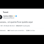 “Loucura! Só queria ficar quieto aqui”, disparou o cantor no tweet. (Foto: Twitter)