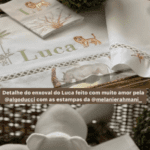 Carregando tons de cores neutras, como branco e verde, todo enxoval foi personalizado com o nome de Luca e desenhos de animais, deixando tudo puro luxo. (Foto: Instagram)