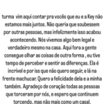 Nesta terça-feira (04), ambos confirmaram em suas contas nas redes sociais, sobre o final do do relacionamento (Foto: Instagram)