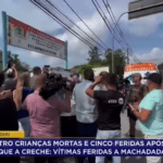 Durante a atração, o âncora Lucas Rocha falou sobre o massacre de crianças. (Foto: SBT)