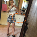 Quem também não passou despercebida pelos "Xerloque Rolmes" da internet, foi Britney Spears. A estrela publicou uma foto em 2019 e internautas perceberam que o armário dela estava torto em uma tentativa de deixar sua cintura mais fina. (Foto: Instagram)