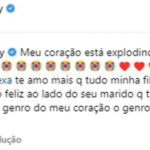 Ferrattry ainda afirmou que sempre desejou que a filha perdoasse Guimê: "Não escondo a minha felicidade de ninguém. Sempre deixei claro que era tudo que meu coração se alegraria em ver: minha filha, Lexa, e meu genro, MC Guimê.". (Foto: Instagram)