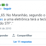 Em 2010, então filiado ao PCdoB, Flávio Dino ironizava a atuação do Supremo Tribunal Federal (Foto: Reprodução Twitter)