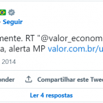 No ano seguinte, em 2014, Dino disse “concordar totalmente” com a afirmação do título da matéria: “Urna eletrônica é falha, alerta MP (Foto: Reprodução Twitter)