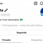 Anitta já possui 1,7 milhão de seguidores no Threads! (Foto: Reprodução/Threads)