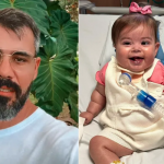 Após diversas cirurgias, filha de Juliano Cazarré volta para hospital e ator fala sobre estado de saúde da herdeira. (Fotos: Instagram/Montagem)