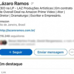 Lázaro Ramos no LinkedIn. (Foto: LinkedIn)