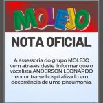 "O vocalista Anderson Leonardo encontra-se hospitalizado em decorrência de uma pneumonia. Contamos com as orações de todos os amigos e fãs, e esperamos que muito em breve ele esteja de volta aos palcos levando a sua alegria contagiante", diz um trecho do texto. (Foto: Instagram)