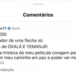 Na ocasião, Alexandre publicou uma foto de um orixá no feed do Instagram pessoal e pediu: "Oxóssi, caçador de uma flecha só, filho de Oxalá e Yemanjá, tira a tristeza do meu peito, dá coragem para eu seguir meu caminho em paz.". (Foto: Instagram)