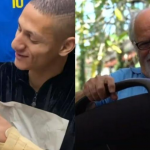 Aliás, enquanto Richarlisson ganhou um presente muito bom, ele deu para Ary Fontoura uma caixa de som. (Fotos: Reprodução/Montagem)