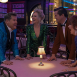 A atriz é vista aqui com James Corden, Nicole Kidman e Andrew Rannells, que também estrelaram a história. (Foto: Divulgação)