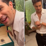 Ainda na gravação, Luan revelou que este é seu primeiro relógio da marca. "Você não fez isso, não… Pelo amor de Deus, cara. Você sabe que esse é o meu primeiro, né? Meu primeiro Rolex… Que momento! Das mãos do homem…", disse o artista, emocionado. (Fotos: Reprodução//Montagem)