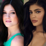 A irmã mais nova das Kardashian, Kylie Jenner, tinha 17 anos quando apareceu com os lábios diferentes. (Fotos: Divulgação/Instagram/Montagem)