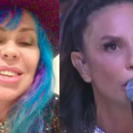 Em seguida, Baby pediu para que a artista cantasse “Minha Pequena Eva”, justamente por se tratar de uma música sobre o apocalipse, mas Ivete se negou e resolveu que cantaria “Macetando”. (Fotos: Reprodução/Montagem)