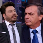 Danilo Gentili dispara críticas à ex-presidente da república, Jair Bolsonaro: "V3lho mentiroso.". (Fotos: Reprodução/SBT/Montagem)