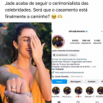 Recentemente, Jade começou a seguir, nas redes sociais, Júnior Donatto. O rapaz é cerimonialista de grandes eventos e casamentos de famosos de São Paulo. (Fotos Instagram/Montagem)