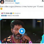 Através do perfil na rede social, Whindersson não escondeu que não gostou da atração global: "Esse vídeo sugou/drenou o meu humor por 15 anos.", escreveu ele ao compartilhar a exibição da atração exibida desta última terça-feira (26/03). (Foto: X)