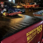 Os 9 militares do Estado, que se deslocaram de helicóptero e caminhonetes levando barcos do Corpo de Bombeiros, atuaram no primeiro dia de trabalho na cidade de São Leopoldo (RS), no Vale do Rio dos Sinos, na grande Porto Alegre (RS). (Foto: CBM-MS)