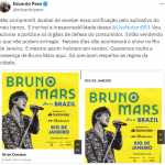 No mesmo X (ex-Twitter) em que declarou que não autoriza o show no dia 4, e alertou os fãs a não comprarem ingressos (sendo que já estavam todos vendidos). (Foto: X)