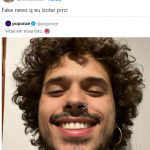 Através de uma publicação feita no "X" (antigo "Twitter), Whindersson postou uma foto de Vitão com os cabelos super parecidos com o seu. O comediante legendou: "Fake news que botei piercing!", brincou. (Foto: X)