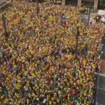 A estimativa da equipe do Monitor do Debate Político no Meio Digital se refere ao público presente às 16h05 e foi produzida com fotos aéreas, utilizando um software para contagem. (Foto: TV Globo)