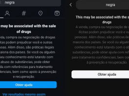 Buscar a palavra "negra" no Instagram ou no Threads leva a um aviso de que o termo "pode estar associado com a venda de drogas". (Foto: Divulgação)