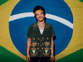 O cantor Bruno Mars, encerrou a sua temporada de shows no Brasil nesta terça-feira (5) e após ficar mais de um mês no país, o artista cresceu 243% em reproduções na plataforma da Deezer. (Foto: Instagram)