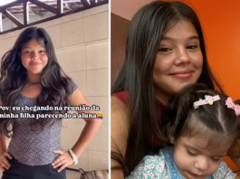 Ao chegar na reunião da escola da filha, Maya, 1 ano, Victoria é confundida com uma aluna. Isso porque sua aparência, de fato, é de alguém muito mais jovem do que ela realmente é. (Foto: Instagram)