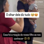 Dessa forma, durante a primeira interação, Isabelly segurou o bebê e disse: “Eu sou sua mamãe, bebê. (Foto: Reprodução)