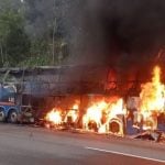 O incidente ocorreu em Cajati, no sul de São Paulo, mas felizmente não resultou em feridos. (Foto: Polícia Rodoviária Federal)